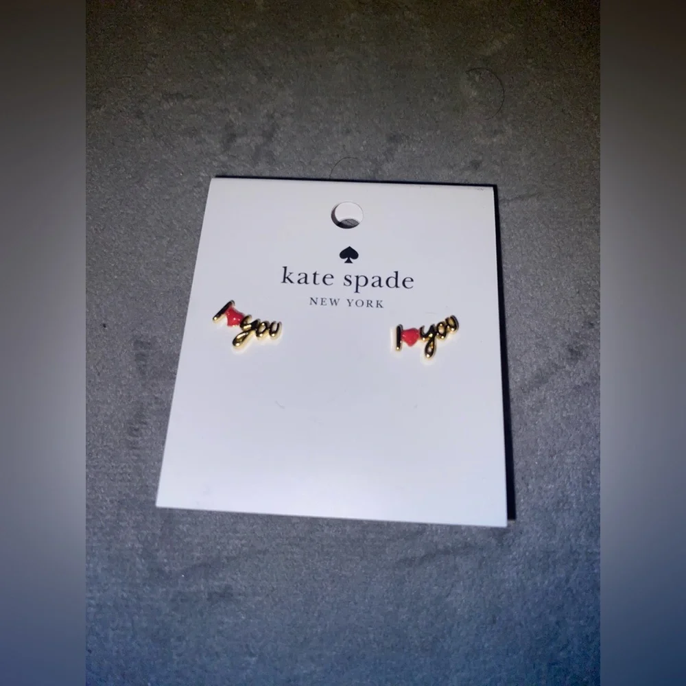 BNWT Kate Spade Gold and Red 'I Love You' Stud Earrings $68